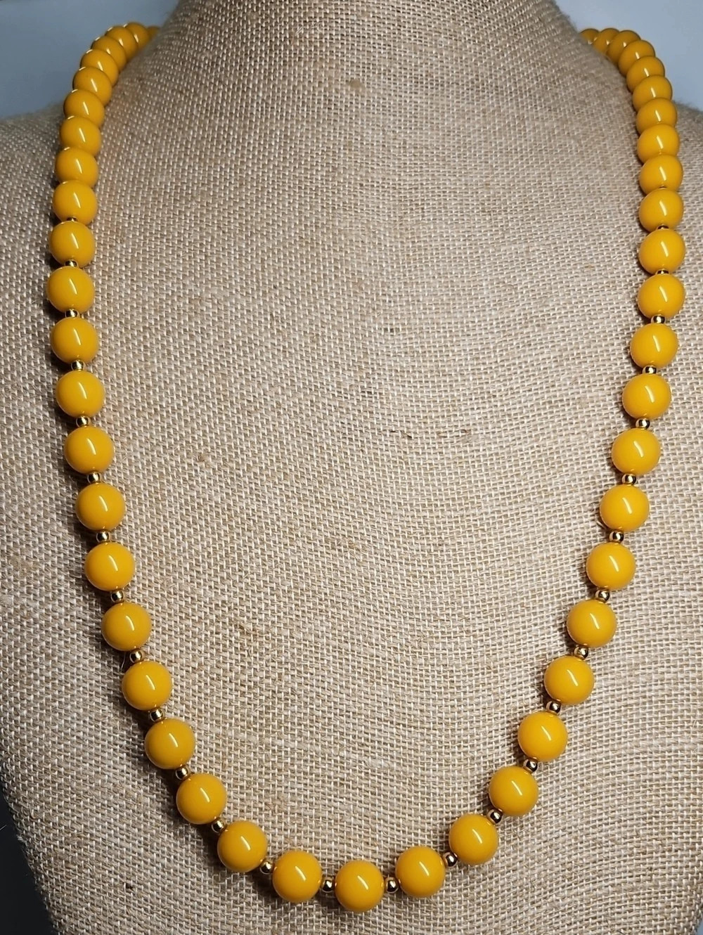 Vintage Yellow Beaded Necklace